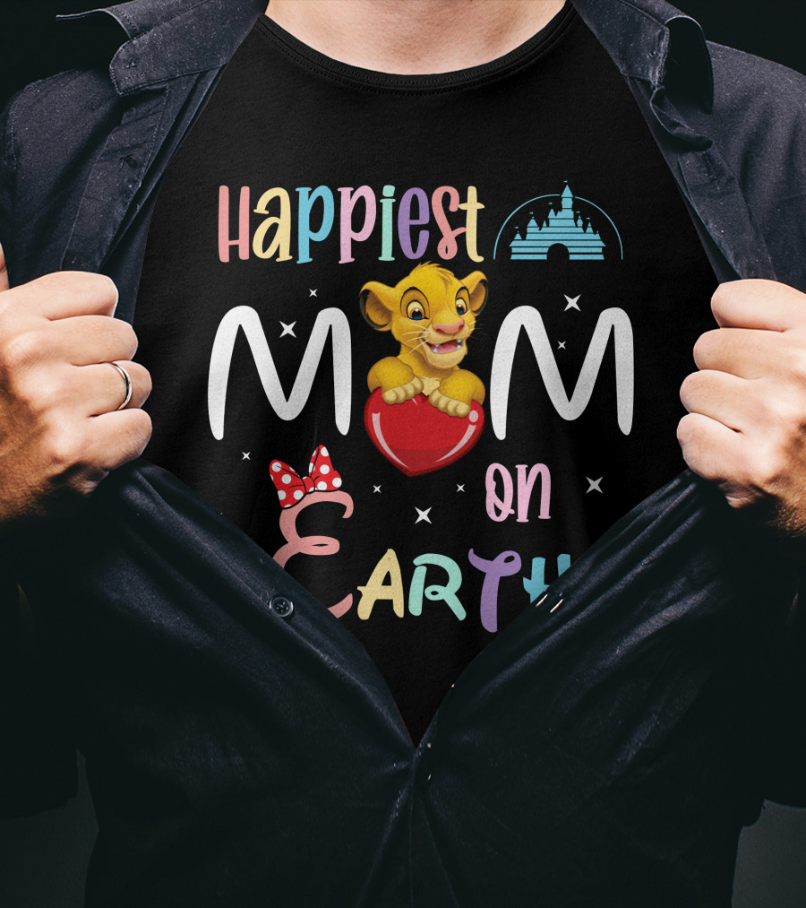 Happiest Mom On Earth Simba Disney Castle Pixar Minnie Bow T-Shirt