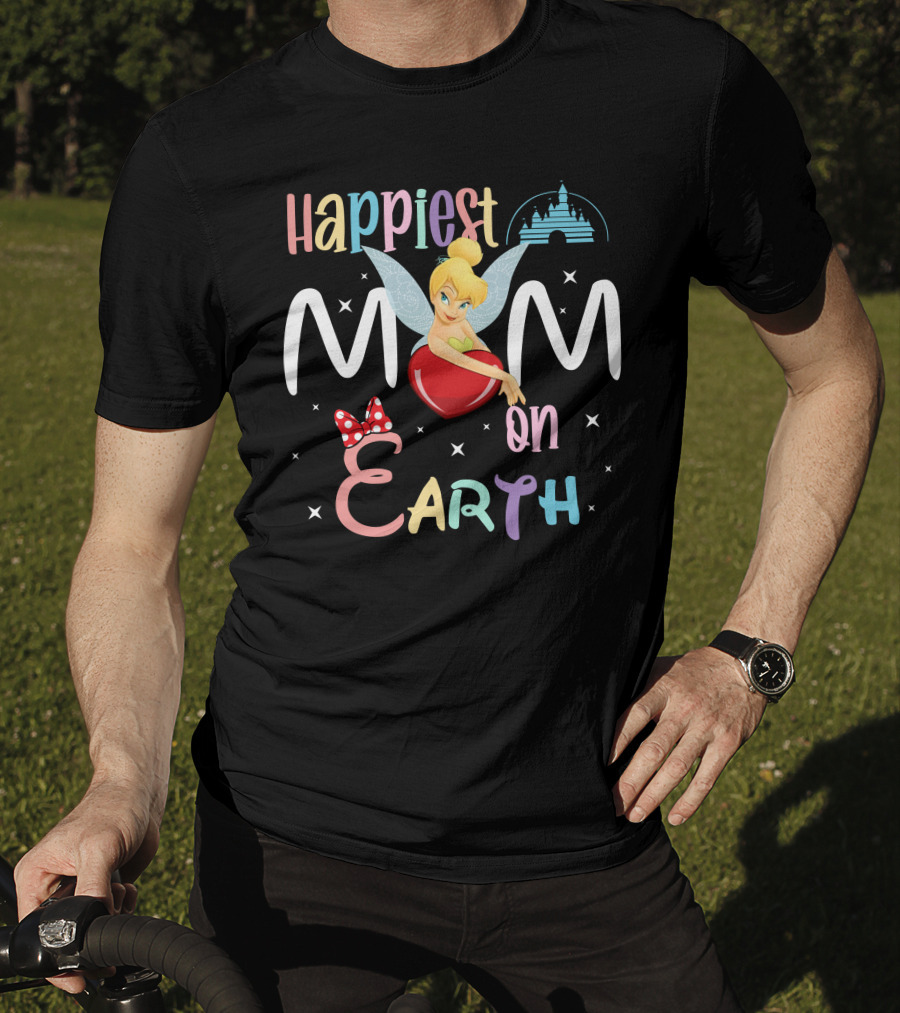Happiest Mom On Earth Tinkerbell Disney Castle Minnie Mouse Bow T-Shirt