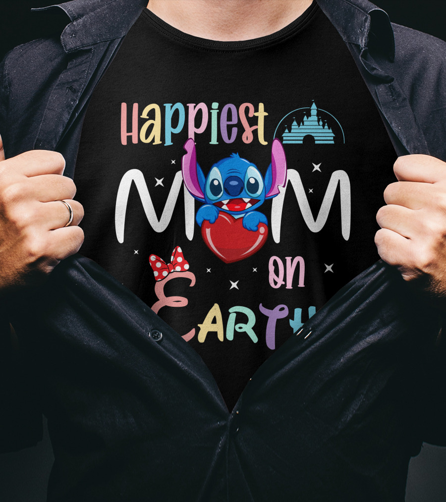 Happiest Mom On Earth Stitch Castle T-Shirt