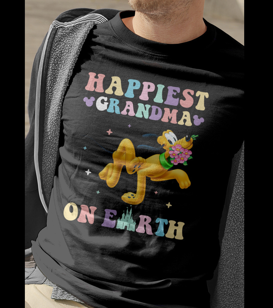 Happiest Grandma On Earth Pluto Disney Castle T-Shirt