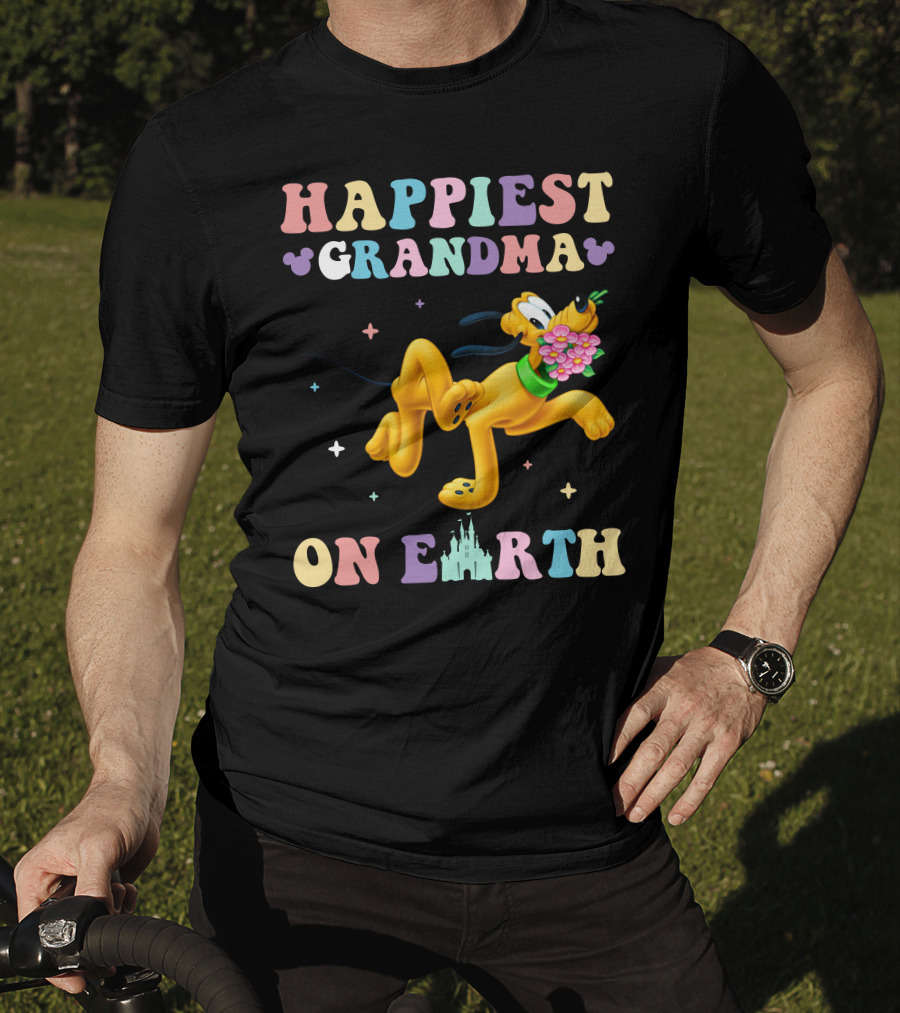 Happiest Grandma On Earth Pluto Disney Castle T-Shirt