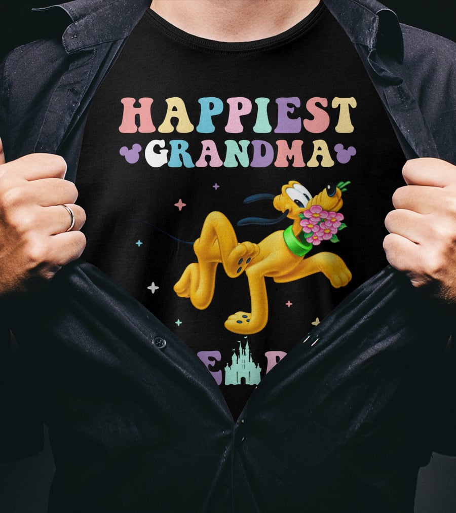 Happiest Grandma On Earth Pluto Disney Castle T-Shirt
