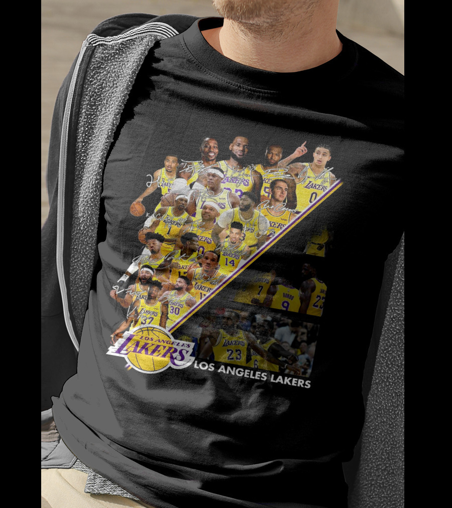 Los Angeles Lakers Team Collage With Players And Jersey Numbers T-Shirt