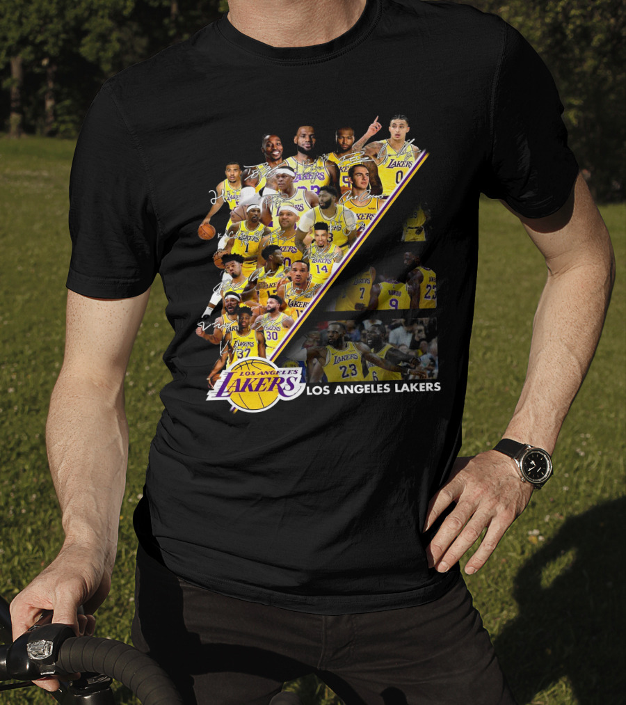 Los Angeles Lakers Team Collage With Players And Jersey Numbers T-Shirt