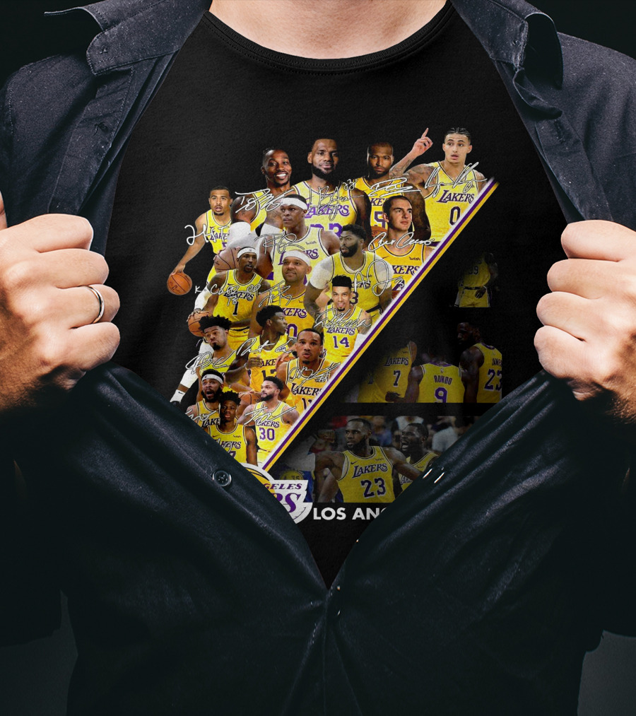 Los Angeles Lakers Team Collage With Players And Jersey Numbers T-Shirt