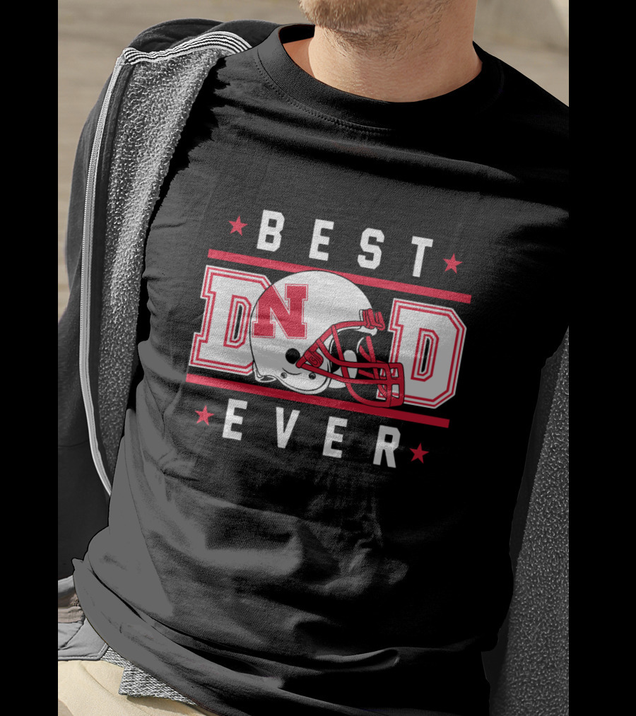 BEST DAD EVER Nebraska Cornhuskers Football Helmet T-Shirt