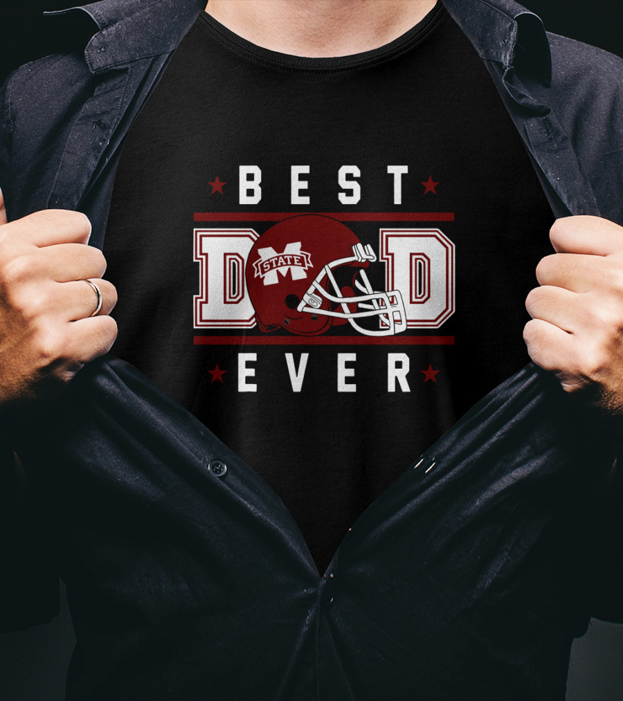Best Dad Ever Mississippi State Bulldogs Helmet T-Shirt