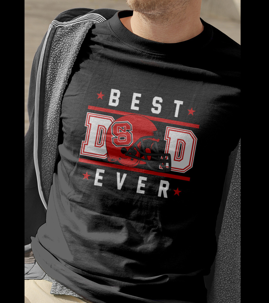 NC State Wolfpack Best Dad Ever Football Helmet T-Shirt