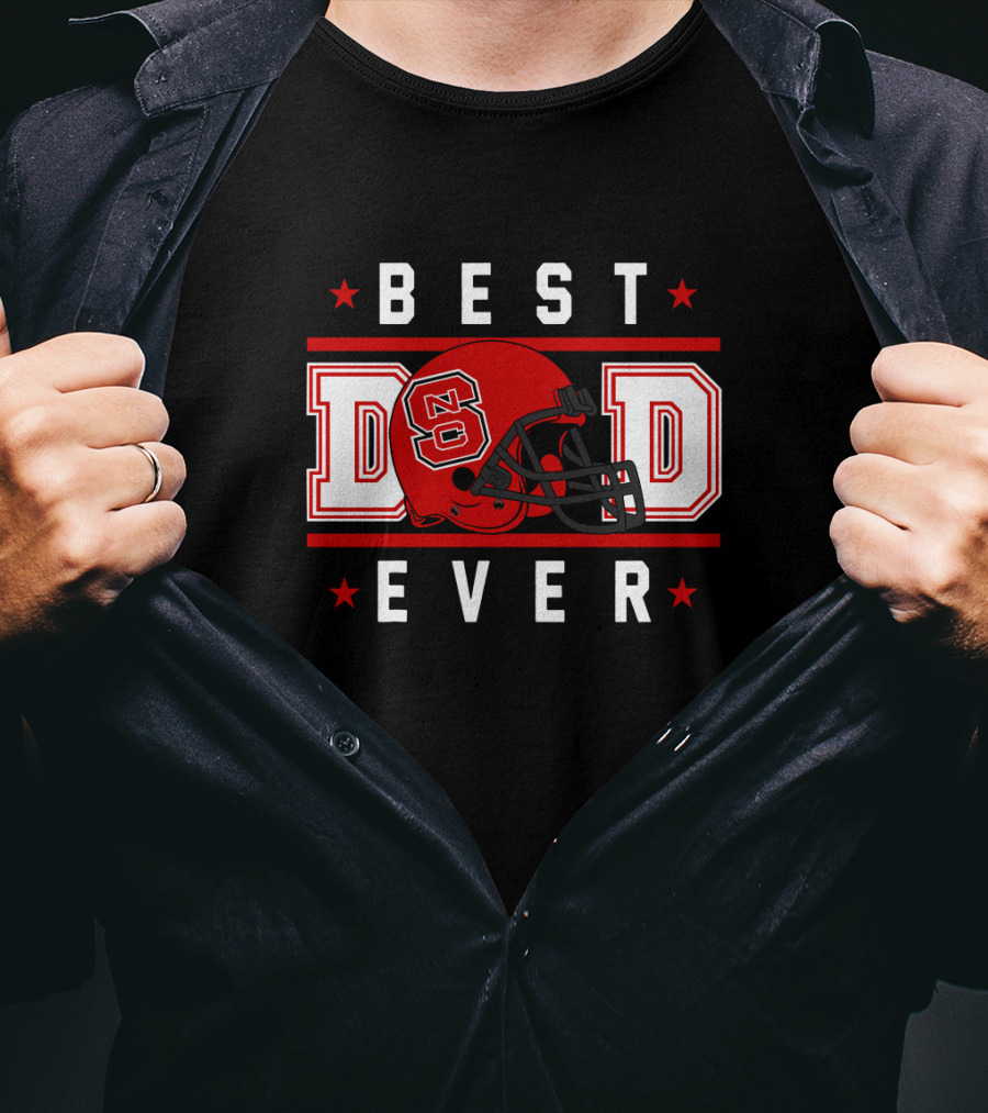 NC State Wolfpack Best Dad Ever Football Helmet T-Shirt