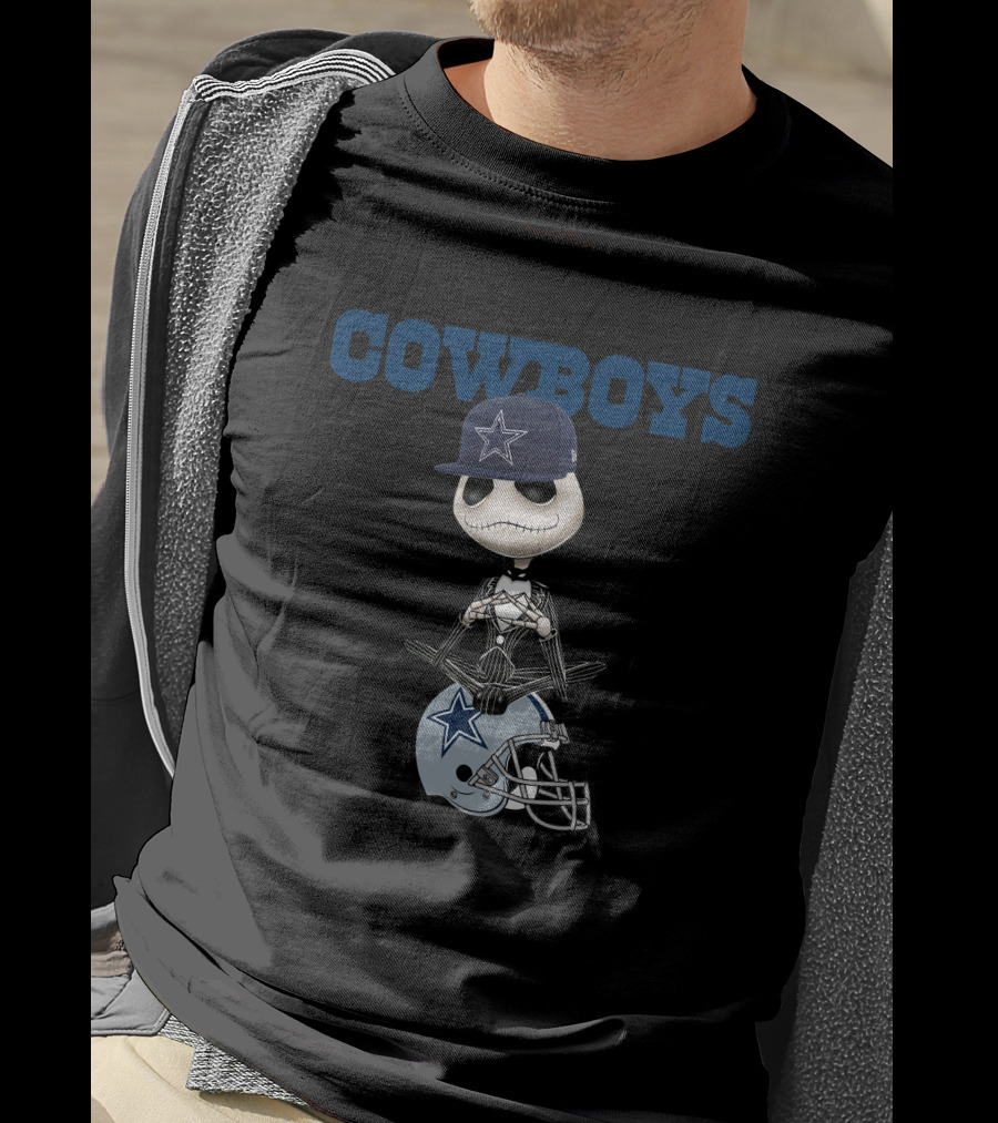COWBOYS Jack Skellington Dallas Cowboys Helmet Hat T-Shirt