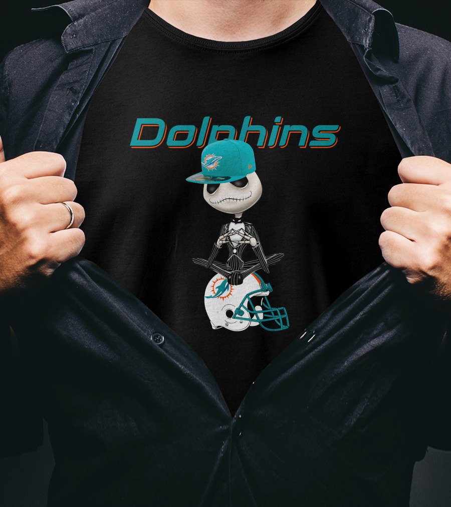 Dolphins Jack Skellington Miami Football Fusion T-Shirt