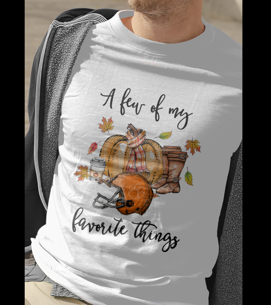 A Few Of My Favorite Things Clemson Tigers Helmet And Autumn Leaves T-Shirt
