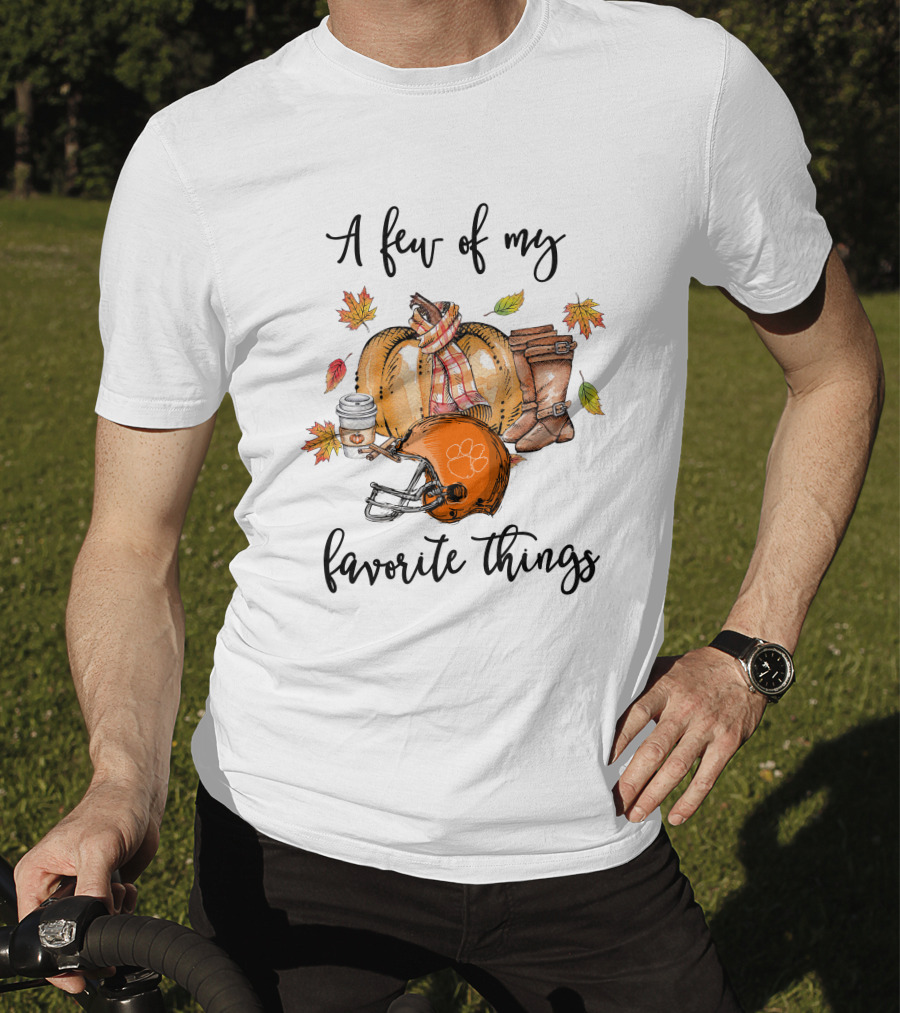 A Few Of My Favorite Things Clemson Tigers Helmet And Autumn Leaves T-Shirt