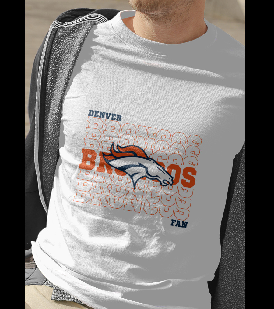 Denver Broncos Fan Bold Logo Overlapping Text T-Shirt