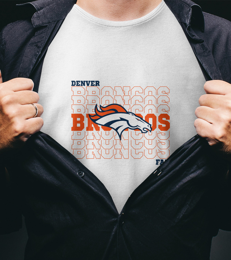Denver Broncos Fan Bold Logo Overlapping Text T-Shirt