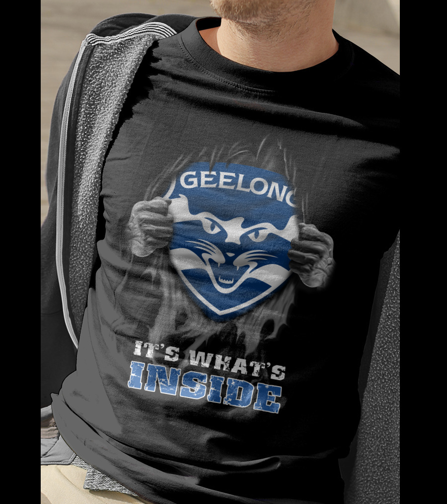 Geelong Cats It's What's Inside Shield Fan T-Shirt