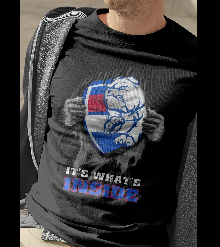 It's What's Inside Western Bulldogs Graphic With Bulldog Shield And Clawed Hands T-Shirt