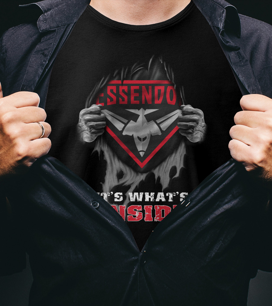 Essendon Bombers It's What's Inside Rugby Logo With Torn Effect T-Shirt