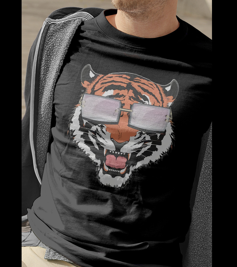 Cincinnati Bengals Tiger Head In Sunglasses T-Shirt