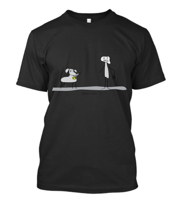 Human And Dog Cartoon Fetch Game Over Playful Interaction T-Shirt