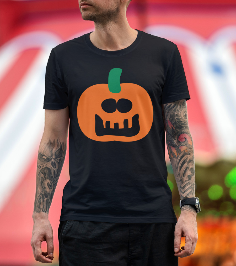Cameron The Silly Halloween Pumpkin Black Green Orange Face T-Shirt