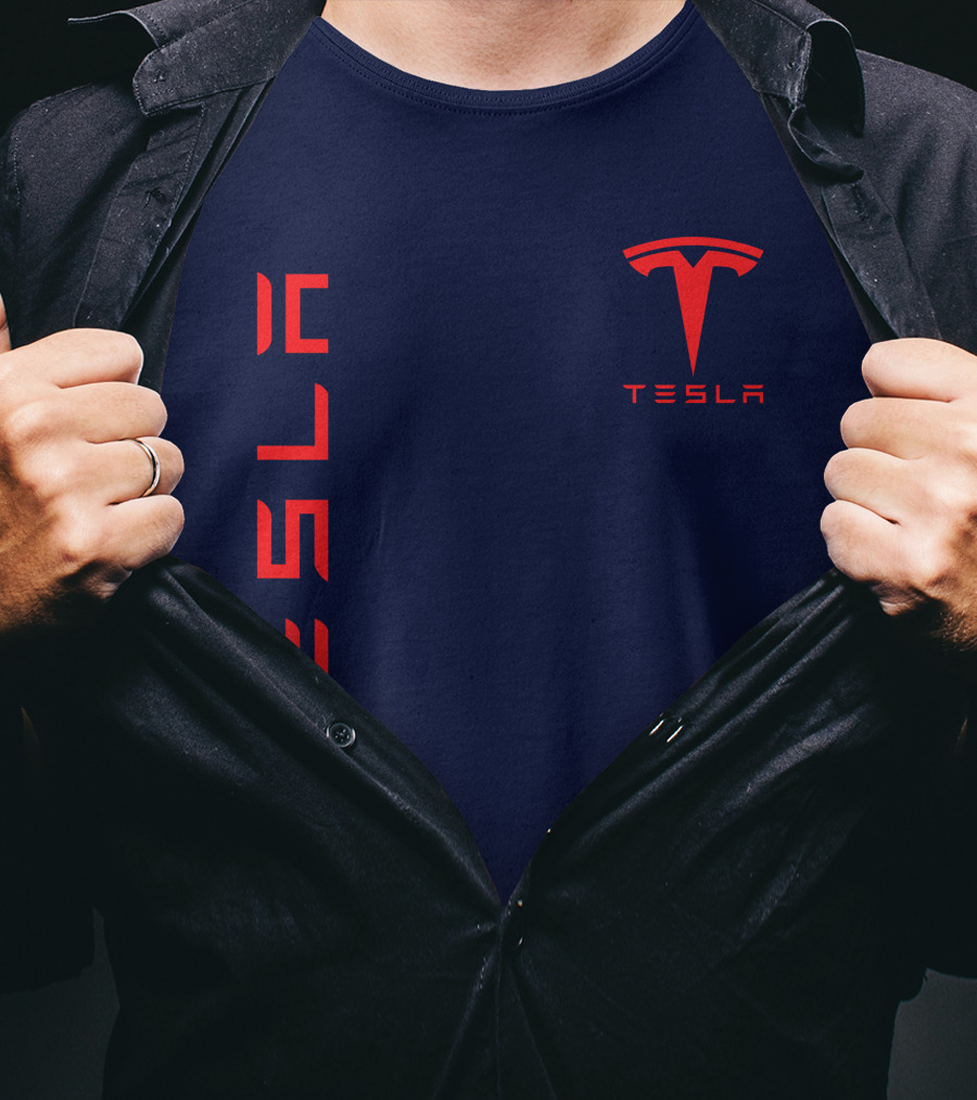 Tesla Logo And Stylized Lettering T-Shirt