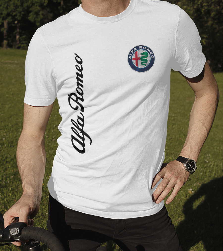 Alfa Romeo Vertical Script With Emblem T-Shirt