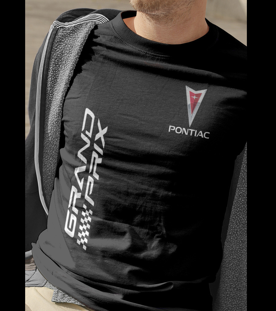 Pontiac Grand Prix Racing Logo Checkered Flag T-Shirt