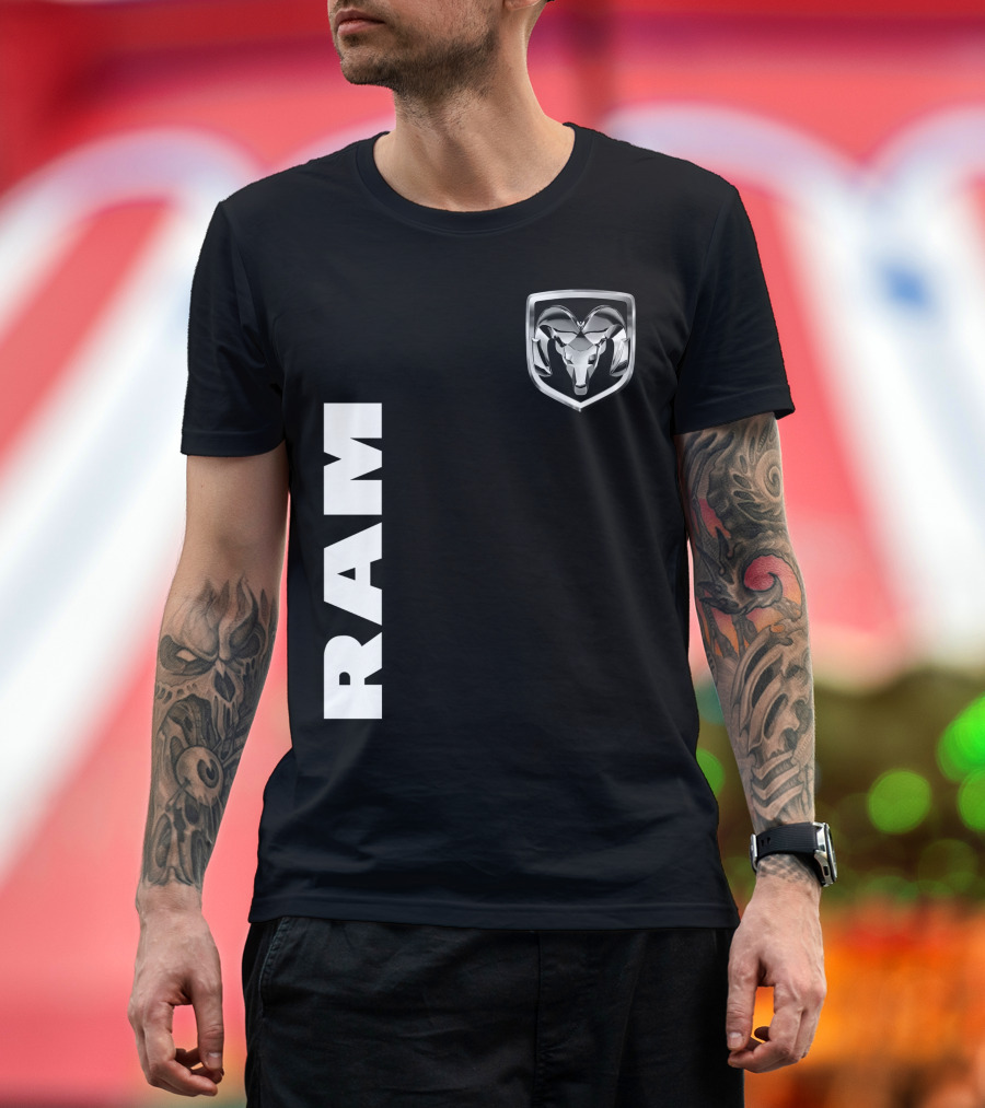 RAM Logo Metallic Emblem Dodge Truck Brand T-Shirt