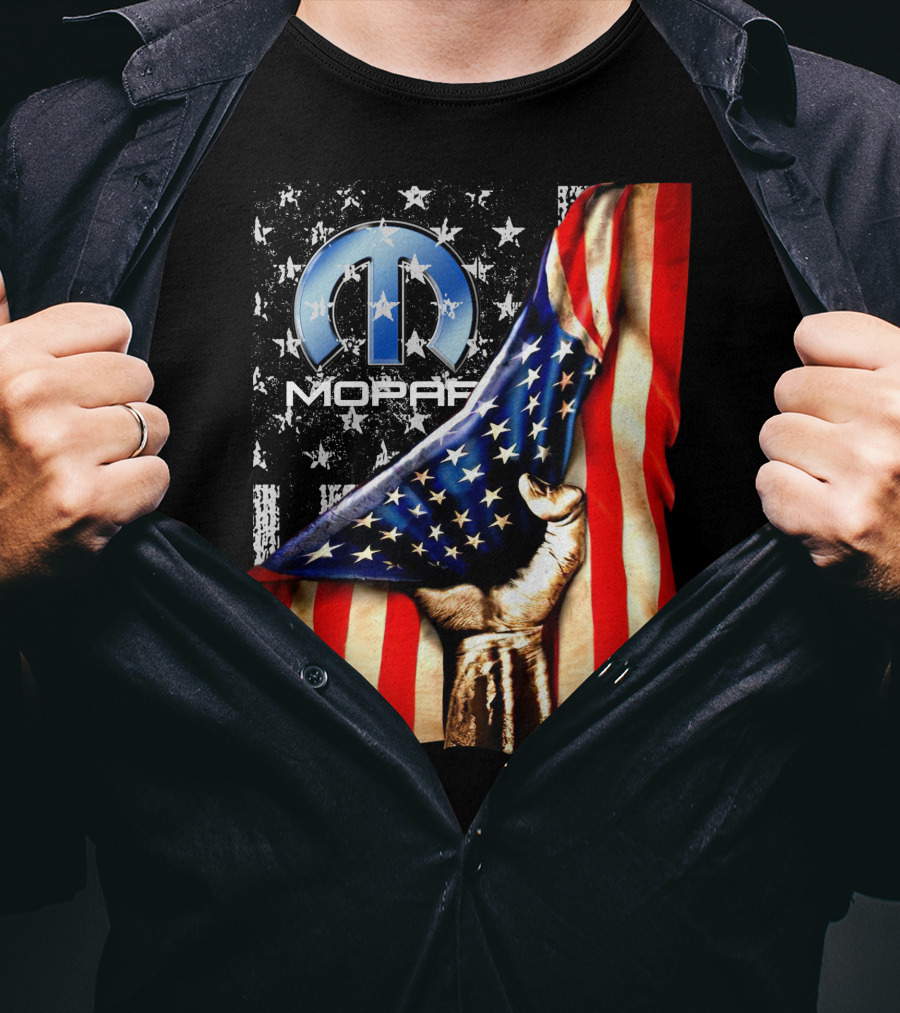 MOPAR American Flag Grunge Style With Fist And Stars T-Shirt