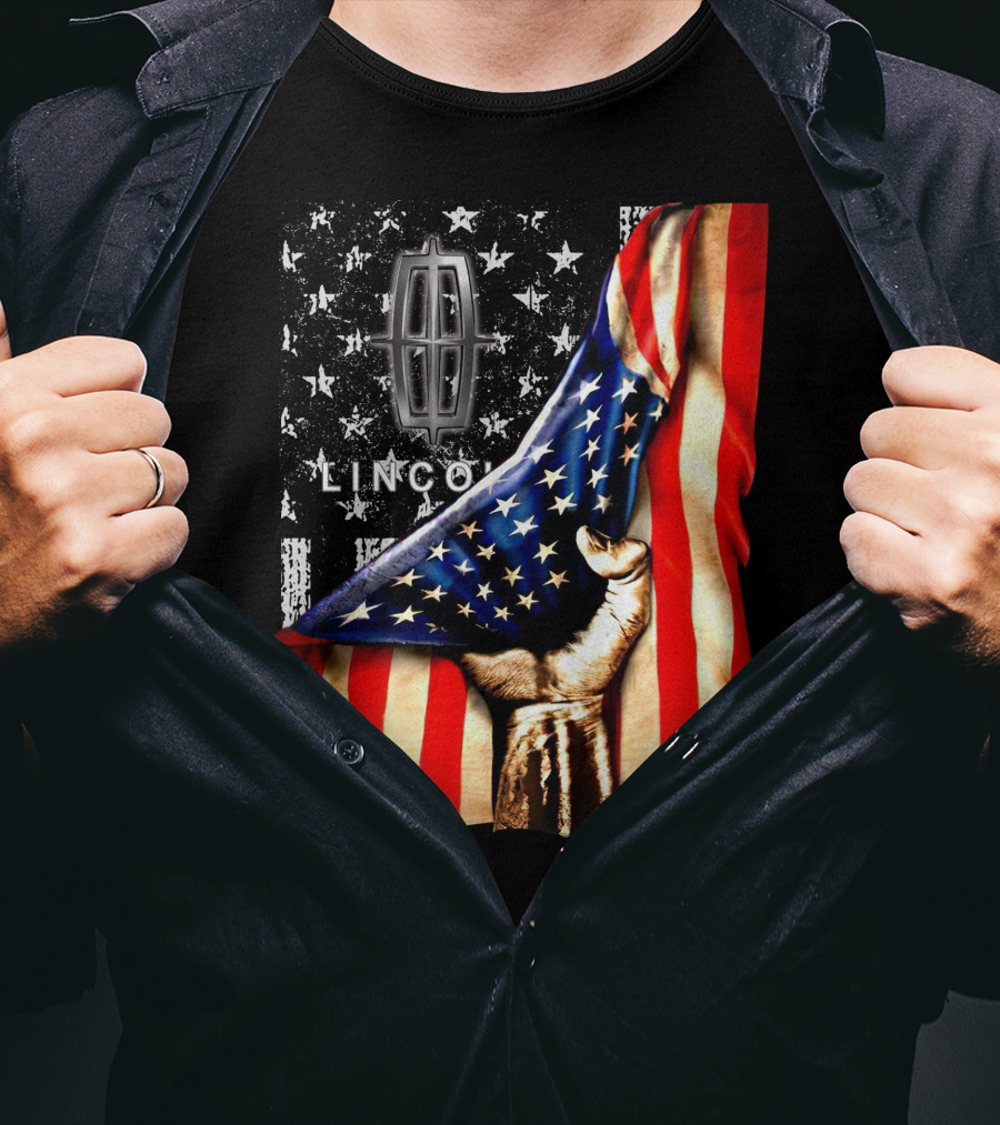 Lincoln Flag Stars And Stripes With Hand T-Shirt