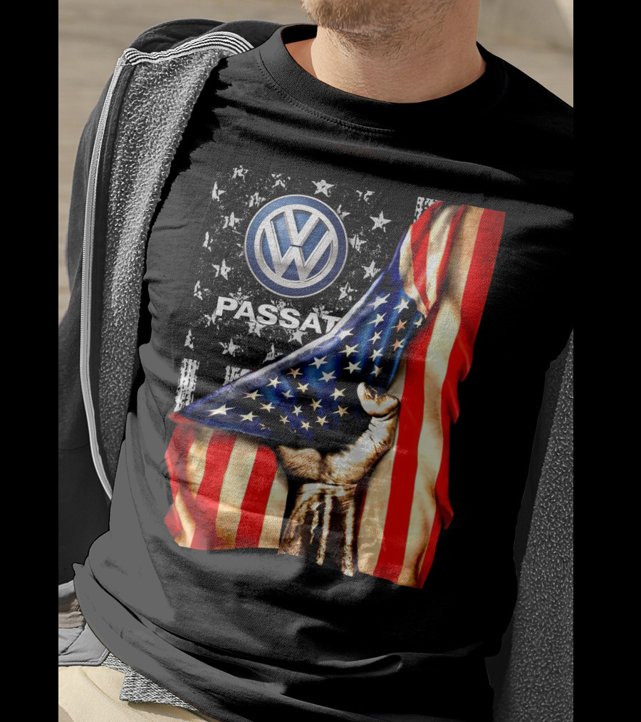 Volkswagen Passat American Flag Stars And Stripes Fist T-Shirt