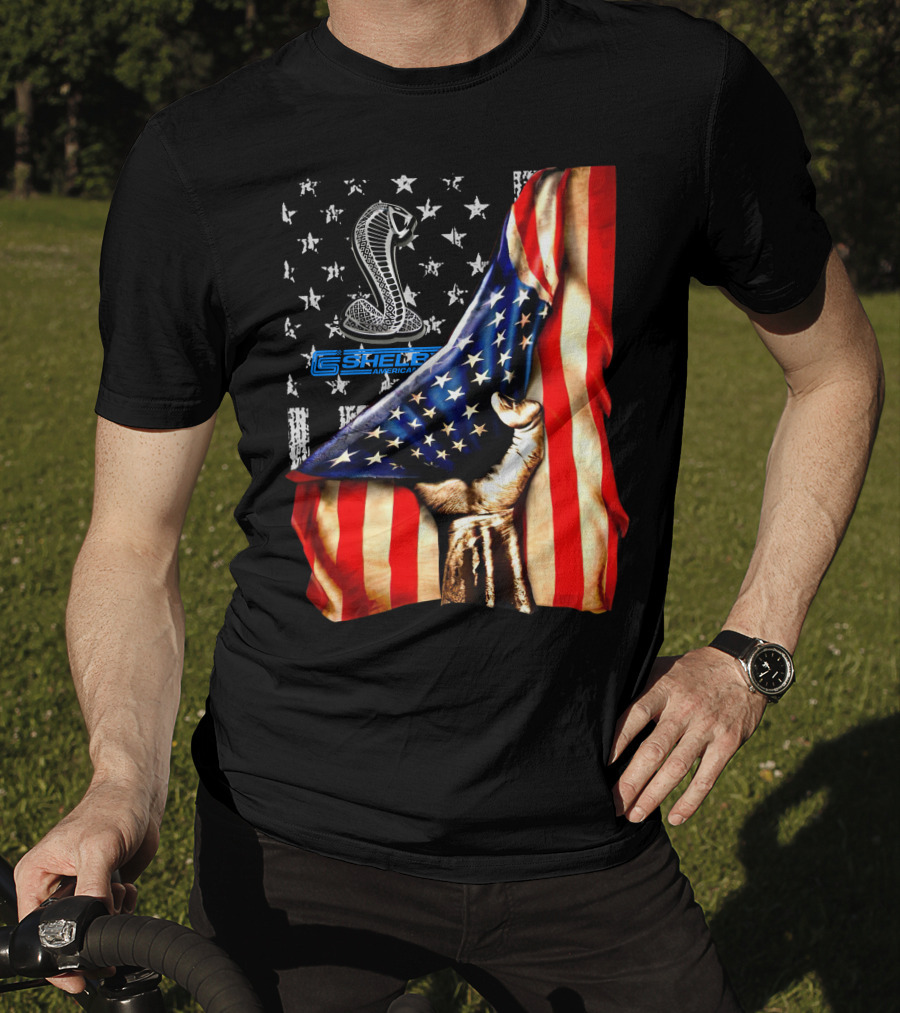 SHELBY AMERICA FLAG COBRA STAR SYMBOL FIST GRIP T-Shirt