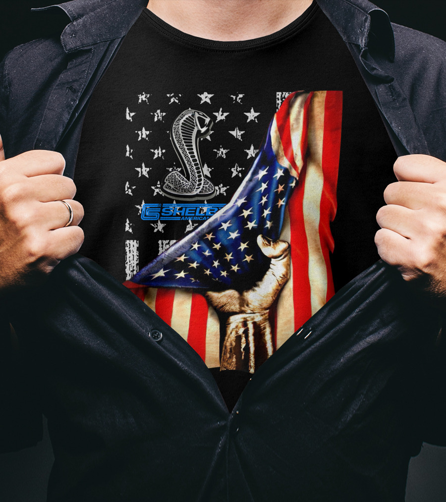 SHELBY AMERICA FLAG COBRA STAR SYMBOL FIST GRIP T-Shirt