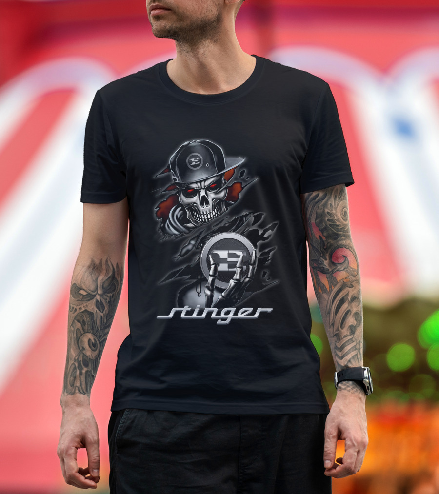 Stinger Skull with Hat and Logo Emblem T-Shirt