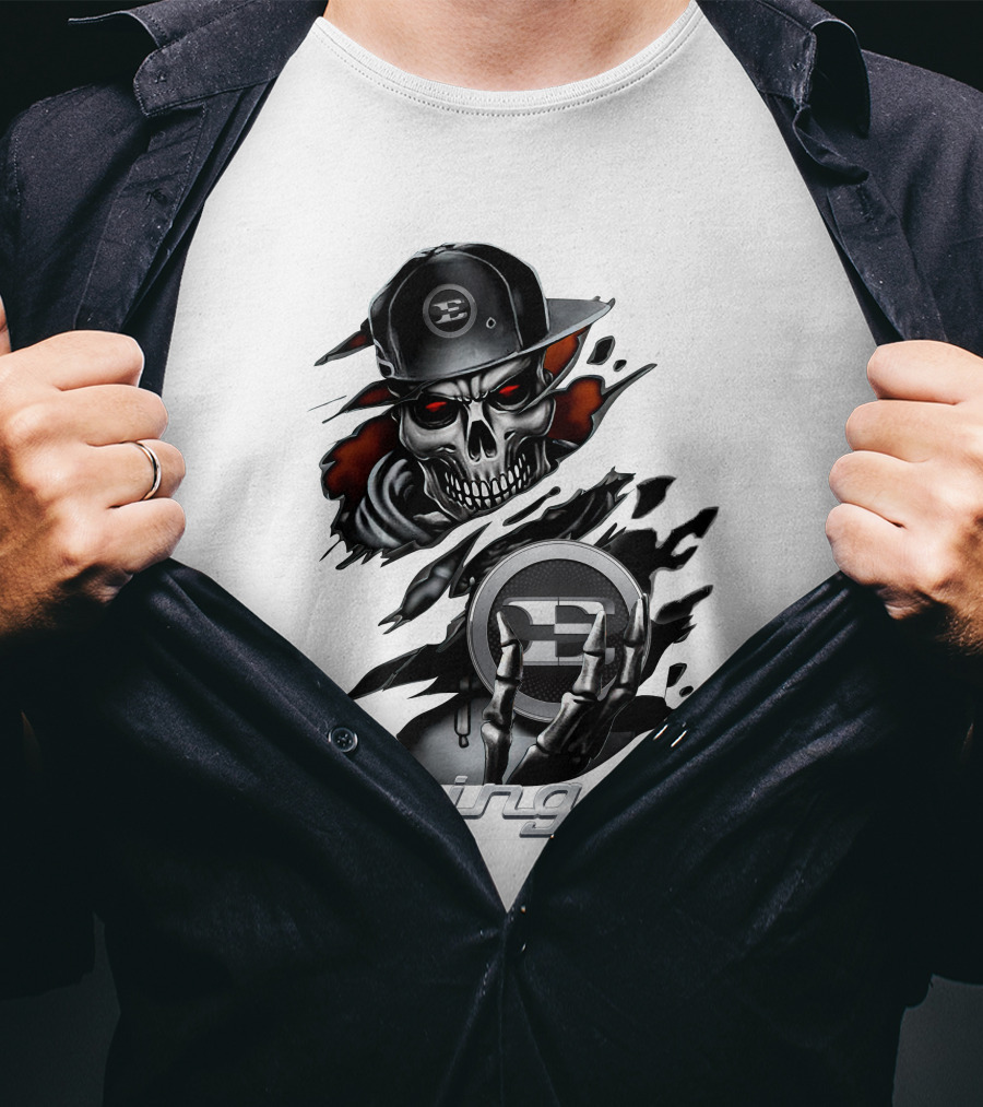 Stinger Skull With Hat And Logo Emblem T-Shirt