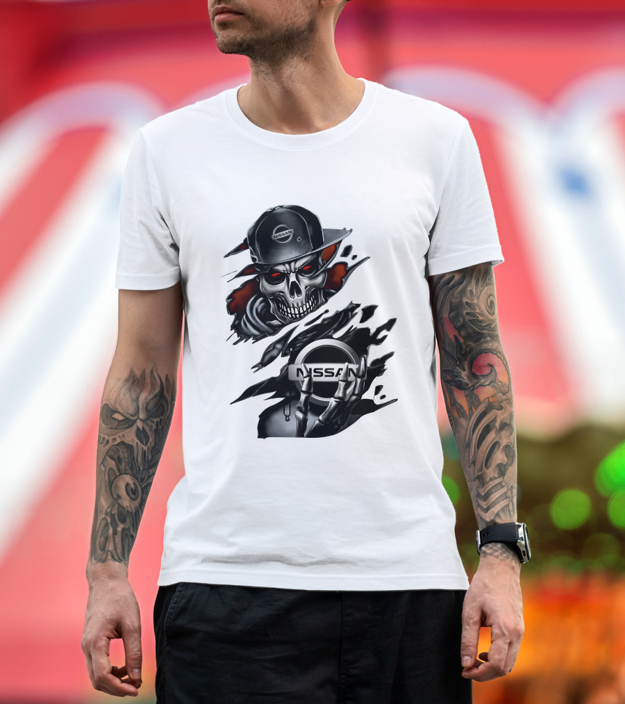 Nissan Navara Skeleton Graphic With Logo And Cap T-Shirt