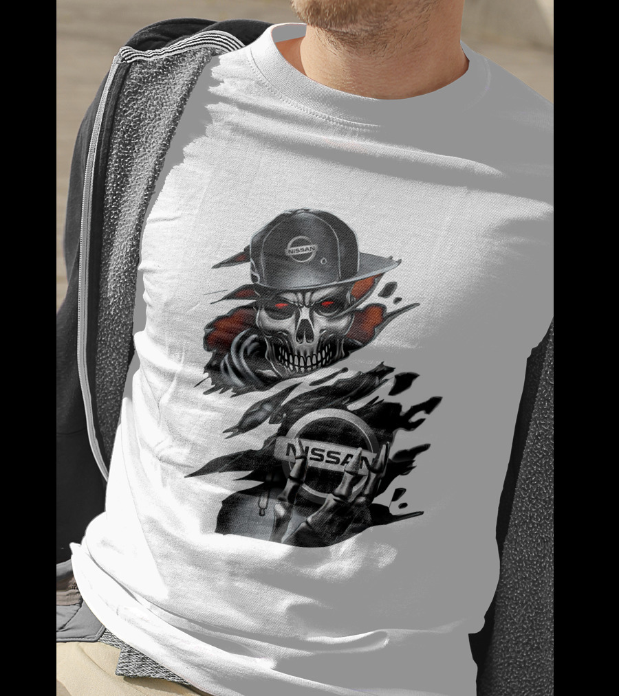 Nissan Navara Skeleton Graphic With Logo And Cap T-Shirt