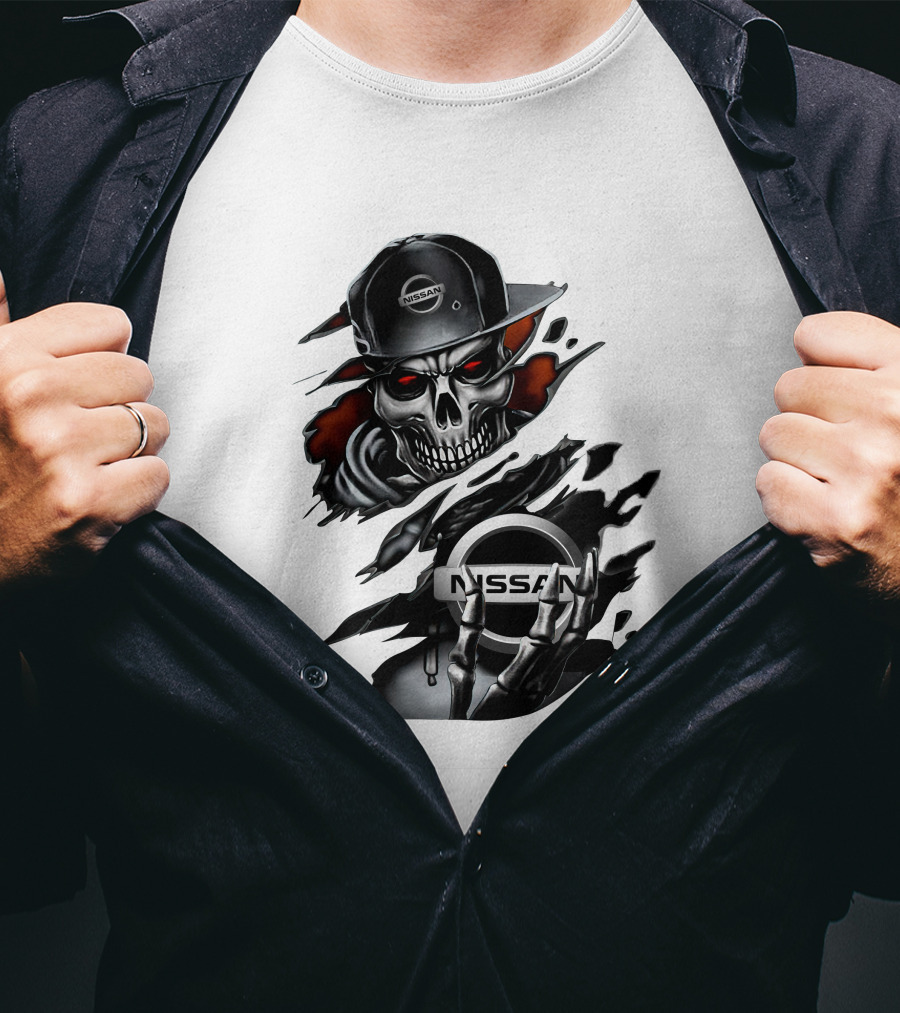 Nissan Navara Skeleton Graphic With Logo And Cap T-Shirt