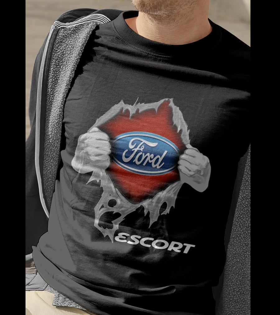 Ford Escort 01 Logo Display With Torn Effect T-Shirt