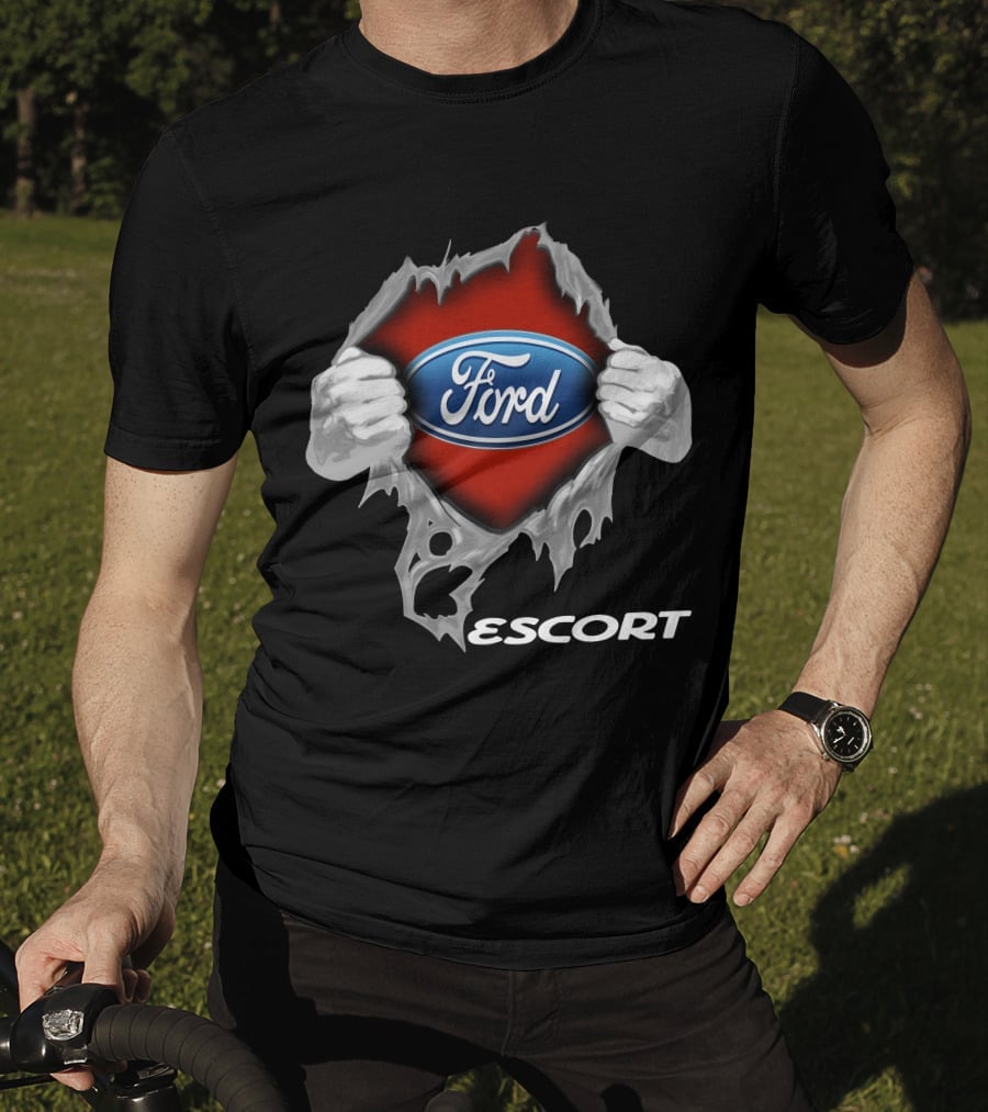 Ford Escort 01 Logo Display With Torn Effect T-Shirt