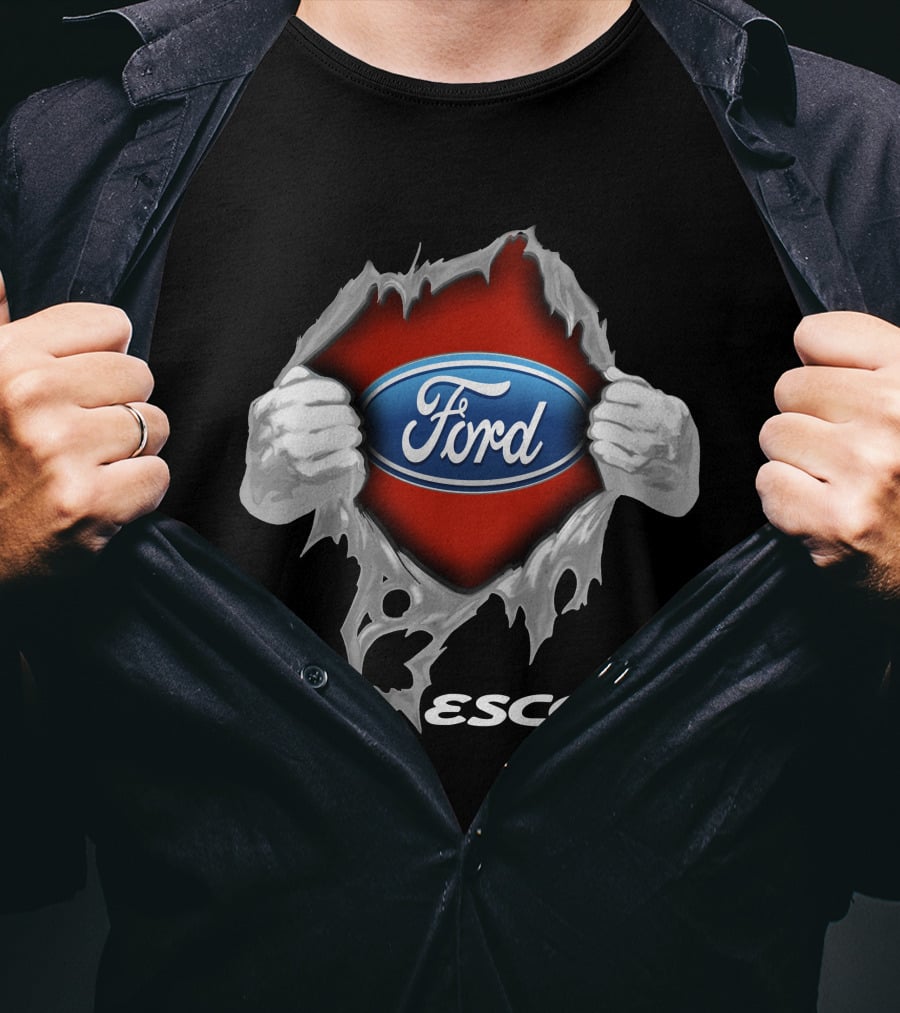 Ford Escort 01 Logo Display With Torn Effect T-Shirt