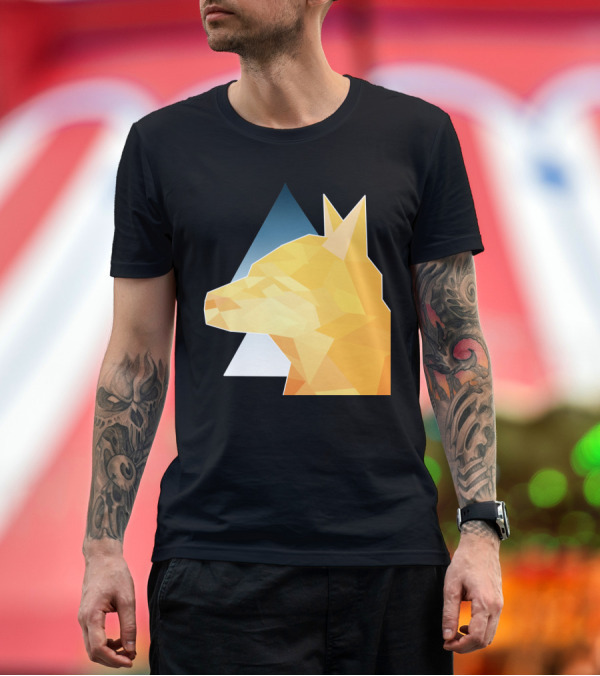 Premium T-Shirt: Polygon Dog Geometric Art with Gradient T-Shirt Polygon Dog Geometric Art with Gradient T-Shirt