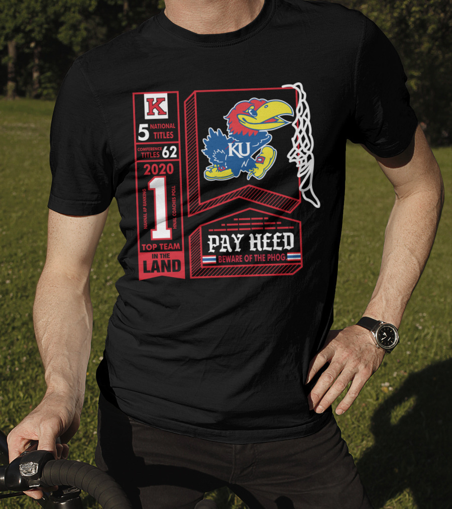 5 National Titles KU Jayhawks 62 Conference Titles Top Team In The Land Pay Heed Beware Of The Phog T-Shirt