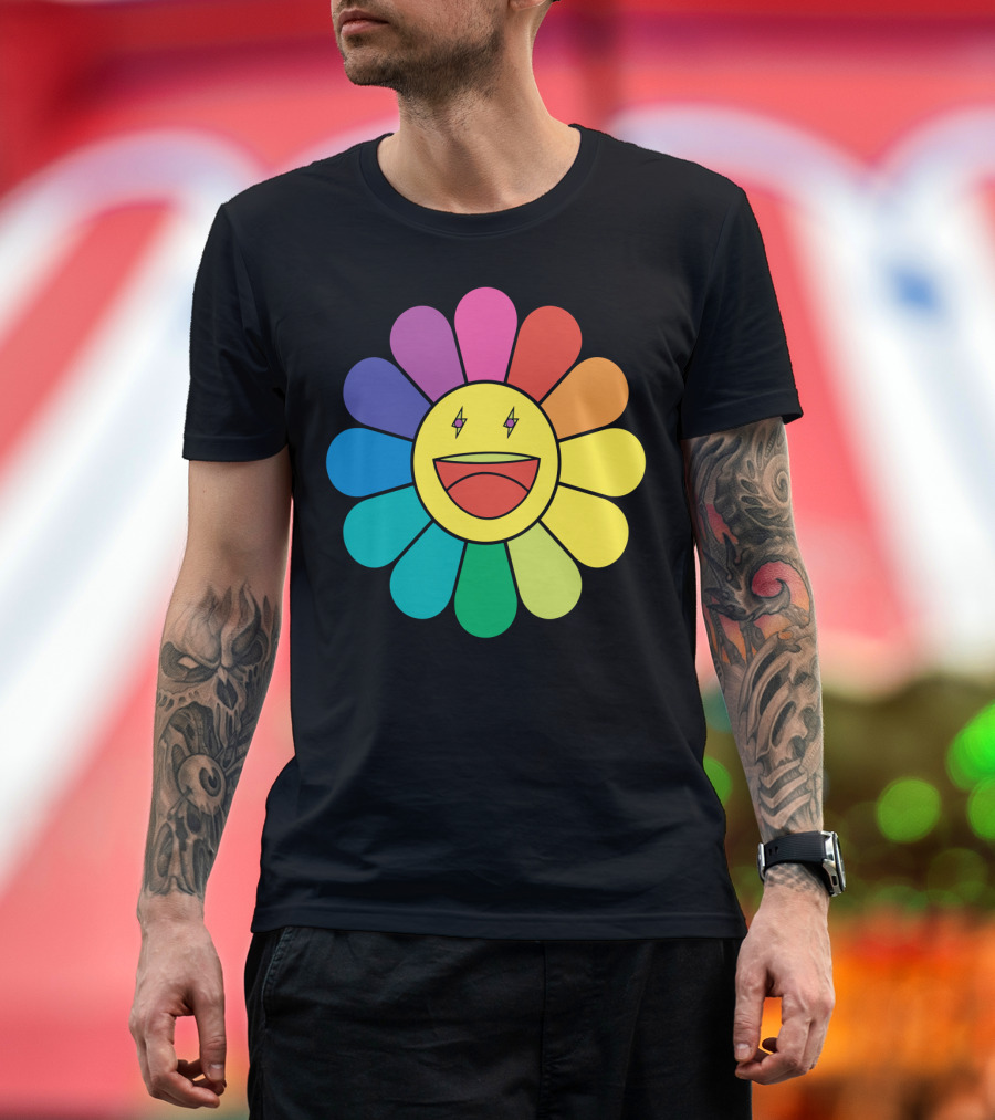 J Balvin Colores Rainbow Flower Smiley Face T-Shirt