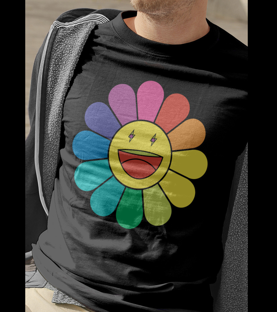 J Balvin Colores Rainbow Flower Smiley Face T-Shirt