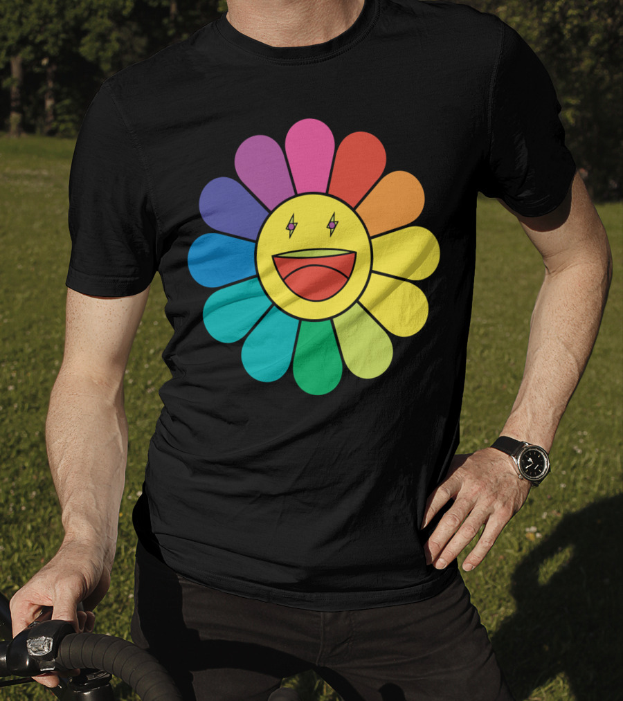 J Balvin Colores Rainbow Flower Smiley Face T-Shirt