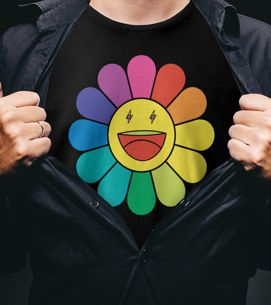 J Balvin Colores Rainbow Flower Smiley Face T-Shirt