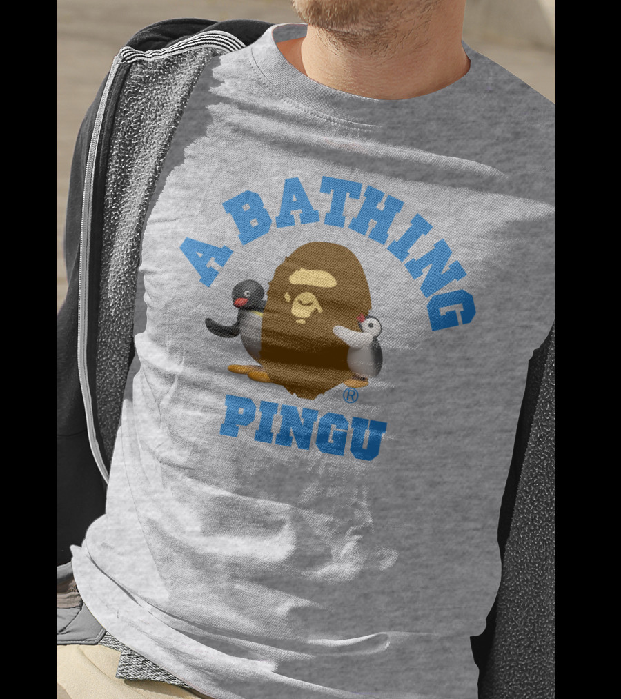 A Bathing Ape Pingu Collaboration Featuring Iconic Characters T-Shirt