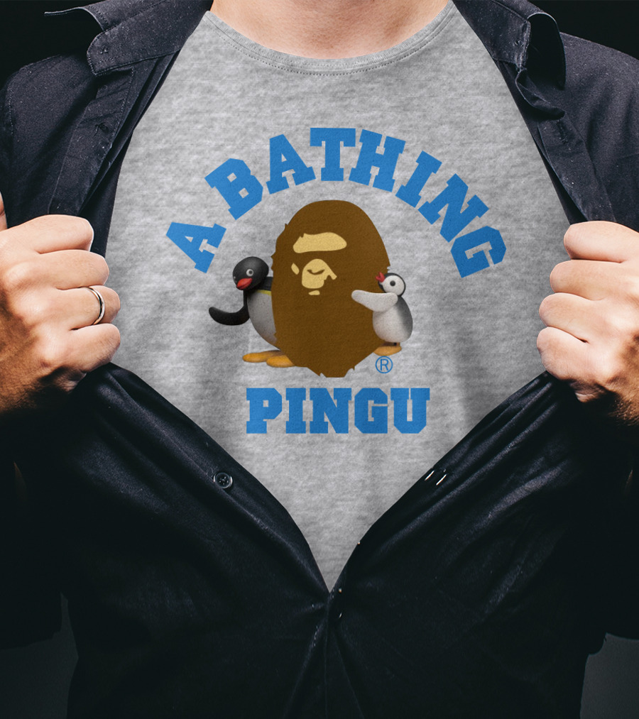 A Bathing Ape Pingu Collaboration Featuring Iconic Characters T-Shirt